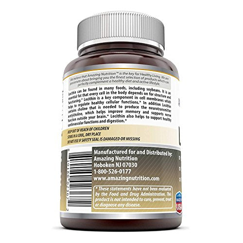 Amazing Formulas Lecithin 1200mg High Potency 240 Softgels Supplement | Non-GMO | Gluten Free | 2 Pack