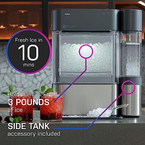 GE Profile Opal | Countertop Nugget Ice Maker w/ 1 gal sidetank | 2.0XL Version | Ice Machine with WiFi Connectivity | Stainless Steel