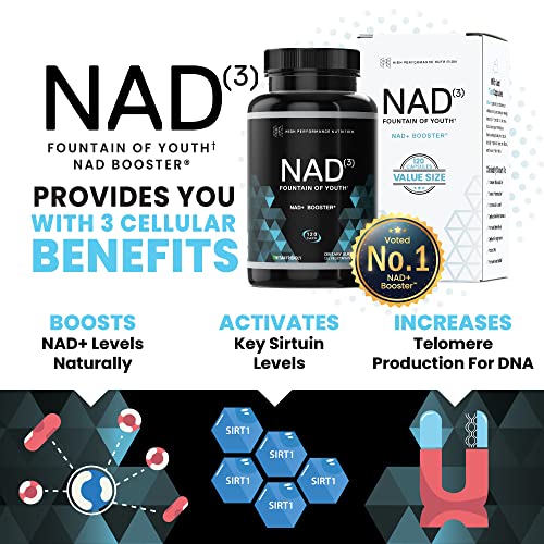 HPN Supplements NAD3 NAD+ Booster | Value Size 2 Month Supply | Clinically Proven & Independently Tested - Metabolic Repair | 311 mg per Serving - 120 Capsules