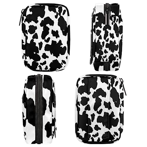 Animal Cow Pill Box 7 Day Travel Pill Organizer for Child Adult Elder Pill Case with Zipper Cow Texture Portable Weekly Case Compact Size for Vitamin Supplement Holder