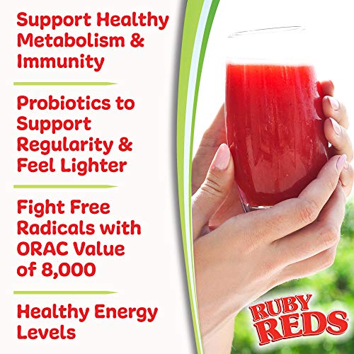 Ruby Reds | Delicious Reds Powder Fruit & Vegetable Supplement with Potent Vitamins, Minerals, Enzymes, Herbs, Nutrients and Probiotics for Overall Health 11 oz. (30 Servings)