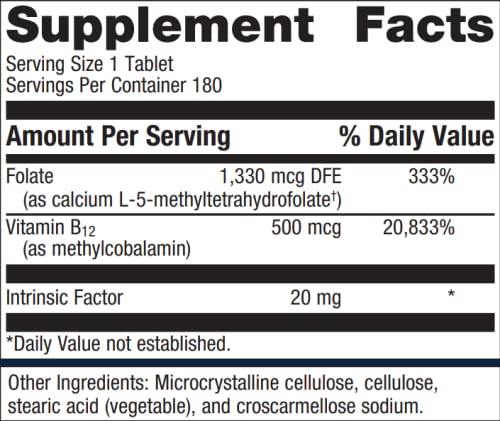 Metagenics Intrinsi B12 Folate, High Potency Vitamin B12 Supplement to Help Support a Healthy Nervous System and Cardiovascular Health with Intrinsic Factor for Enhanced Absorption - 180 Servings