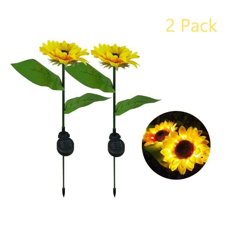 2PCS Solar Sunflower Lights LED Waterproof Landscape Outdoor Lights