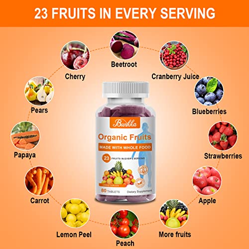 Bunkka Fruits and Veggies Supplement - Filled with Vitamins, 23 Fruits & 16 Vegetables - Balance of Organic Nature Fruit and Vegetables, Supports Energy Levels - Non GMO, Soy Free & Vegan