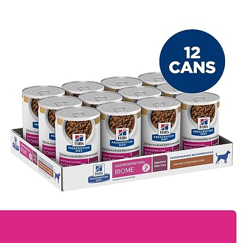 Hill's Prescription Diet Gastrointestinal Biome Digestive/Fiber Care Chicken & Vegetable Stew Wet Dog Food, Veterinary Diet, 12.5 oz. Cans, 12-Pack