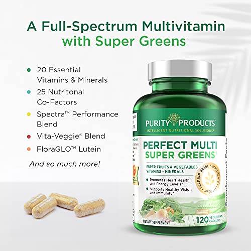 Purity Products Perfect Multi Super Greens Dietary Supplement Health Nutrition, 120 count