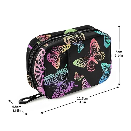 Rainbow Butterflies Travel Pill Organizer Case Daily Pill Box Organizer Protable Pill Container Medication Organizer for Vitamin Fish Oil Travel Family Business