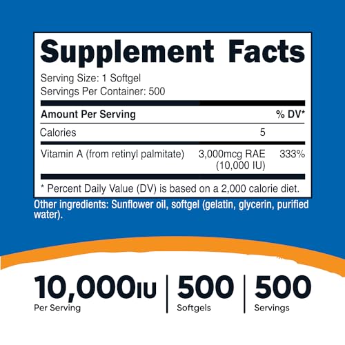 Nutricost Vitamin A 10,000 IU, 500 Softgel Capsules