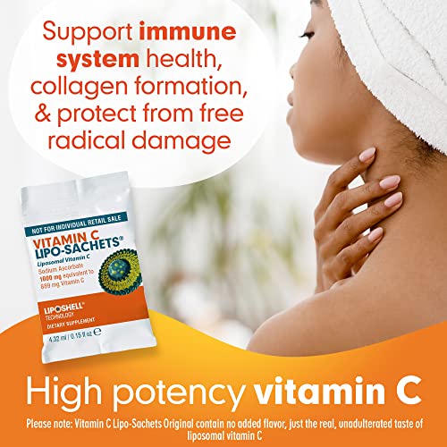 Lipo-Sachets Liposomal Vitamin C 1000mg - 30 Liquid Vitamin C Packets of Strong High Absorption Liposomal Vitamin C Gel. Efficient Vit C Delivery. No Added Sugar Vitamin C Liposomal For Immune Support