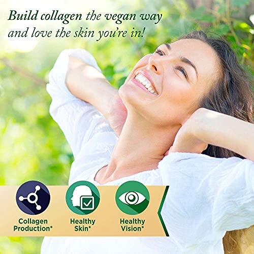 Vegan Collagen Builder - Organic Whole Foods Fruits + Veg, Silica, Lutein, Vitamin C, Biotin, Grape Seed - Amino Acids Glycine, Lysine + Proline Collagen Boosters - Once A Day - 30 Tablets