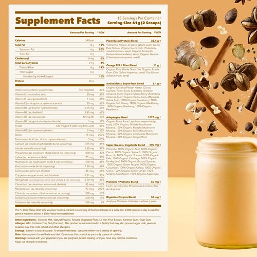 Ka’Chava All-In-One Nutrition Shake Blend, Chai, 85+ Superfoods, Nutrients & Plant-Based Ingredients, 26g Vitamins and Minerals, 25g Plant-Based Protein, 2lb