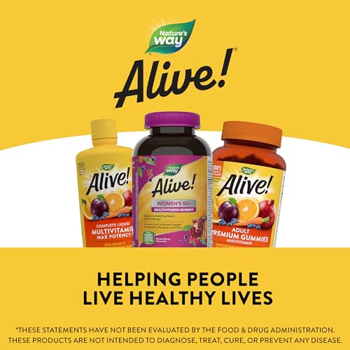 Nature's Way Alive! Women’s 50+ Daily Gummy Multivitamin, Supports Heart, Brain & Bones, Mixed Berry Flavored, 130 Gummies