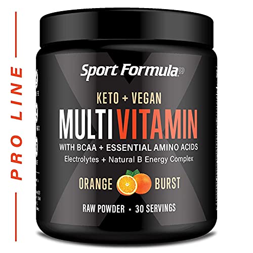 Multivitamin Powder - Keto Drink Mix for Men Women BCAA Amino Acids Won’t Upset Your Stomach - Keto Vegan Multivitamin with Electrolytes Super B Complex Digestive Enzyme (Orange Burst)