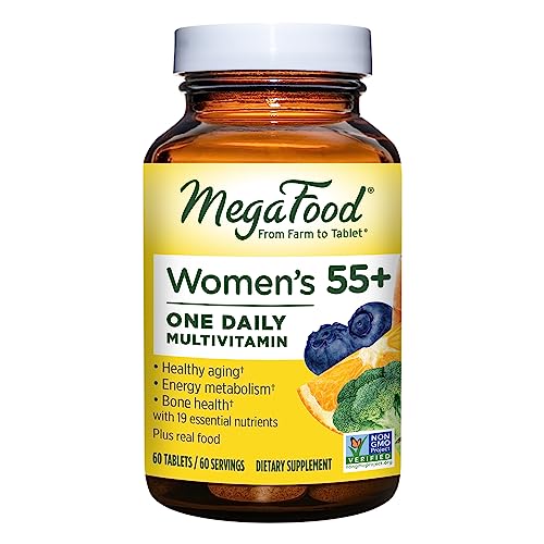 MegaFood Women's 55+ One Daily Multivitamin for Women with Vitamin A, Vitamin C & Vitamin E for optimal aging support - Plus Real Food - Bone & Immune Support Supplement - Vegetarian - 60 Tabs