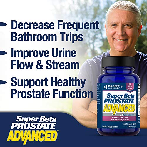 Super Beta Prostate Advanced Chewables - Delicious, Urologist Recommended Prostate Supplement for Men – Reduce Bathroom Trips, Promote Sleep, Support Prostate Health (60 Chews, 1-Bottle)