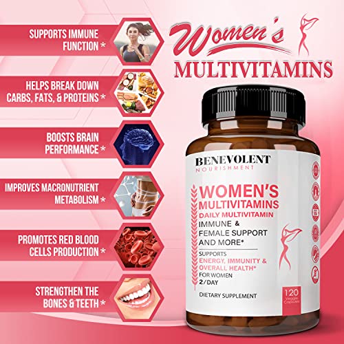 Multivitamin for Women - Supplement for Energy, Immunity, & Female Support - Daily Vitamins for Women with Biotin, Calcium, Magnesium - Non-GMO, Vegetarian Women’s Multivitamin - 120 Caps