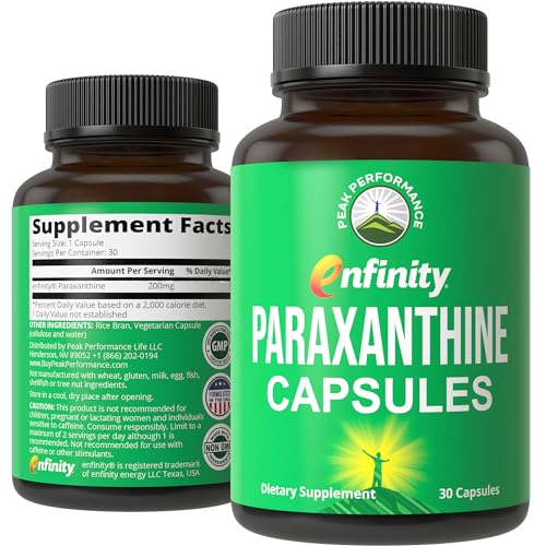 Paraxanthine Capsules for Clean, Jitter Free Energy. Enfinity Paraxanthine Supplement. Known for Focus, Concentration, and Productivity. Plus Great for A Pre Workout. for Men & Women. Nootropic Pills