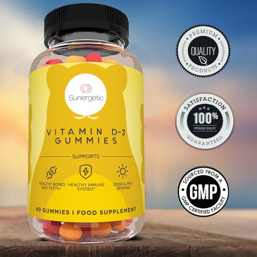 Premium Vitamin D3 Gummies – Powerful Vitamin D Gummies to Support Healthy Bones, Mood & Immune System – 2000 IU of Vitamin D3 per Serving – 60 D3 Gummies