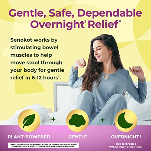 Senokot Dietary Supplement Laxative Gummies, Natural Senna Extract, Gentle, Overnight Relief from Occasional Constipation, Mixed Berry Flavor, 60 Count.