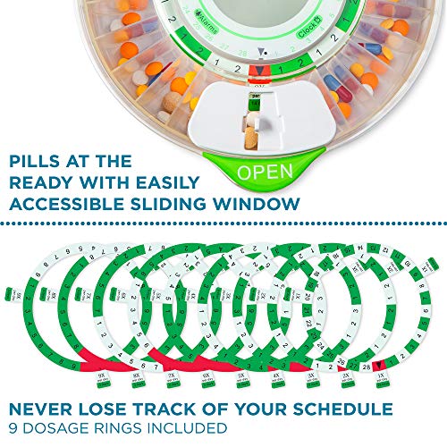 LiveFine 28-Day Automatic Pill Dispenser with Upgraded LCD Display, Key Lock, Sound & Light for Prescriptions, Medication, Vitamins, Supplements & More