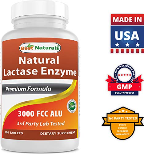 Best Naturals Fast Acting Lactase Enzyme Tablet, 3000 Fcc Alu, 180 Count (859375002900)