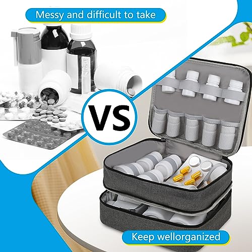 Cheungren Travel Medicine Storage Bag - Pill Bottle Organizer Bag Home First Aid Box for Emergency Medication, Vitamins or Medical Kits (Bag Only)