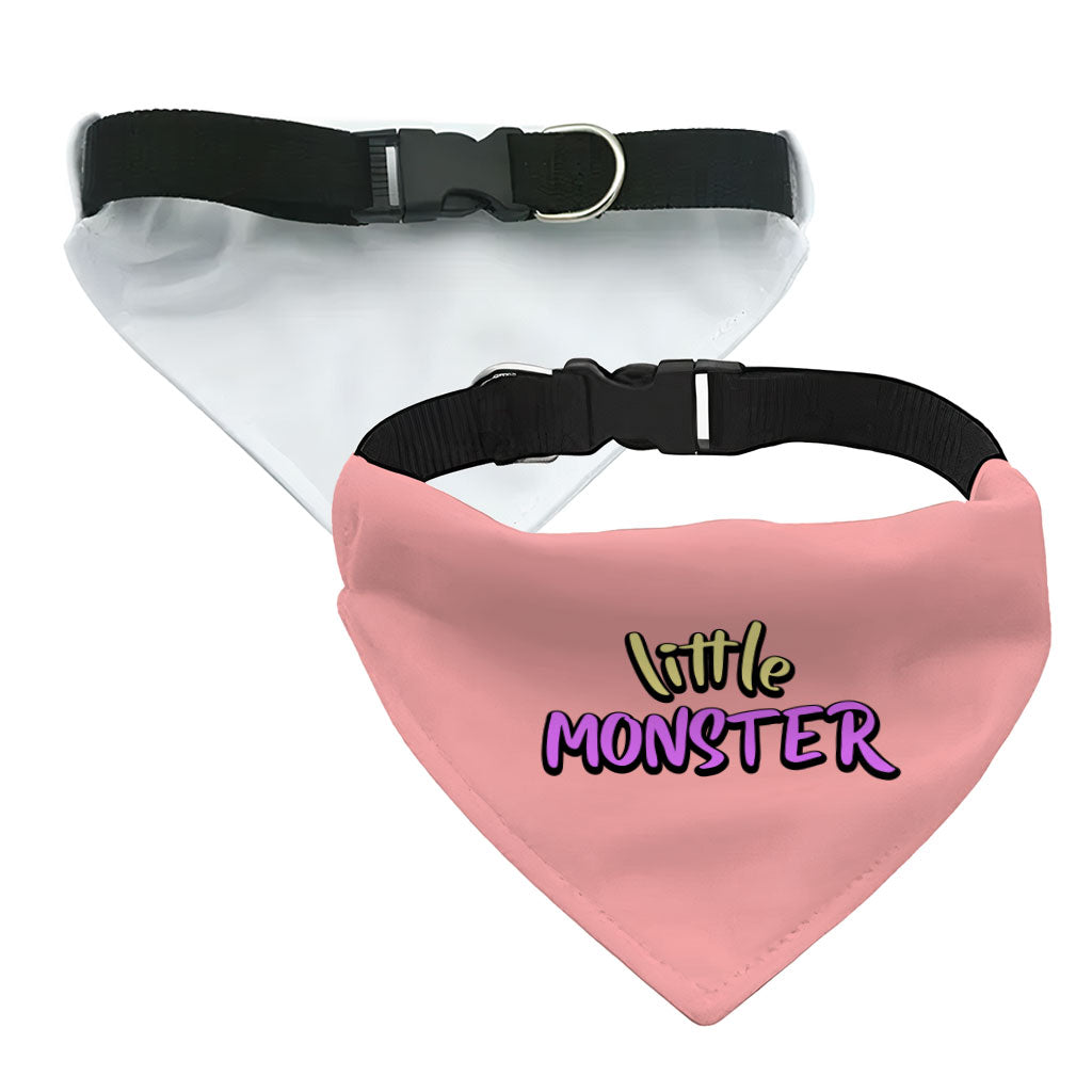 Little Monster Pet Bandana Collar - Unique Scarf Collar - Word Print Dog Bandana