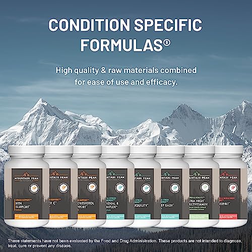 Mountain Peak Nutritionals Sleep Easy - Sleep Support Supplement Promoting A Relaxed & Calm Mood - 5-HTP, Amino Acids, Melatonin, & Magnesium - Hypoallergenic Dietary Supplement (60 Capsules)