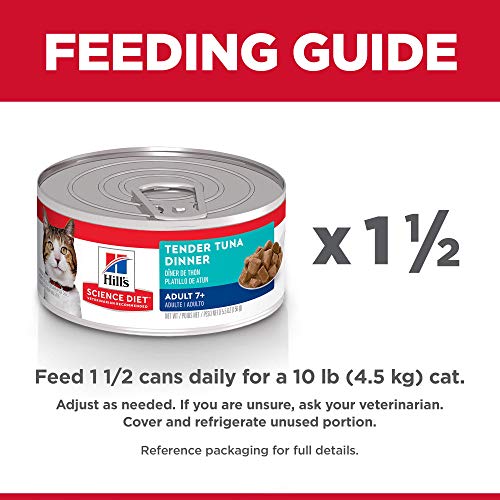 Hill's Science Diet Wet Cat Food, Adult 7+, Tender Tuna Dinner, 5.5 oz. Cans, 24-Pack