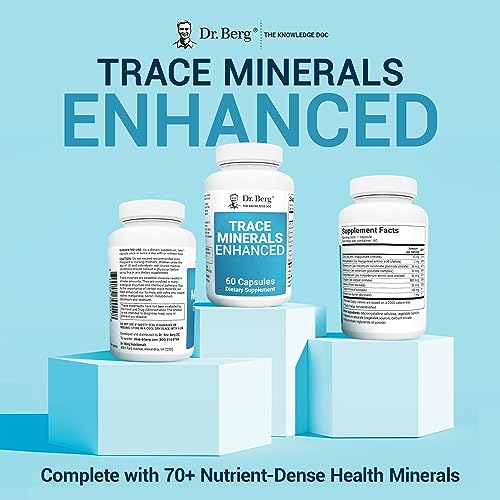 Dr. Berg Trace Minerals Enhanced Complex - Complete with 70+ Nutrient-Dense Health Minerals - Made w/Natural Ingredients - Dietary Supplements - 60 Capsules