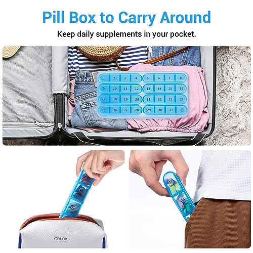 Windtrace Monthly Pill Organizer 1 Times a Day,30 Day Pill Box,One Month Pill Case Once a Day,31 Day Pill Holder Medicine Organizer for Vitamin