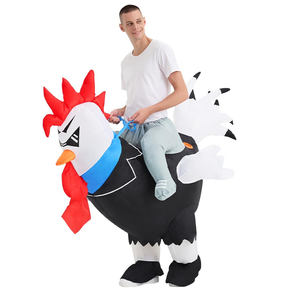 Decalare Inflatable Costume For Adults,Ride On Chicken Costume, Halloween Costumes For Men/Women,Funny Blow up Costumes (Suit Rooster)