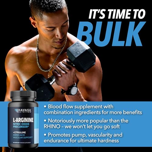 L Arginine L Citrulline Supplement Nitric Oxide Pills for Men | Stamina Endurance Performance for Workouts | L Arginine 500mg Nitrous Oxide Supplements for Men | 60 NO L-Arginine Plus Vegan Capsules