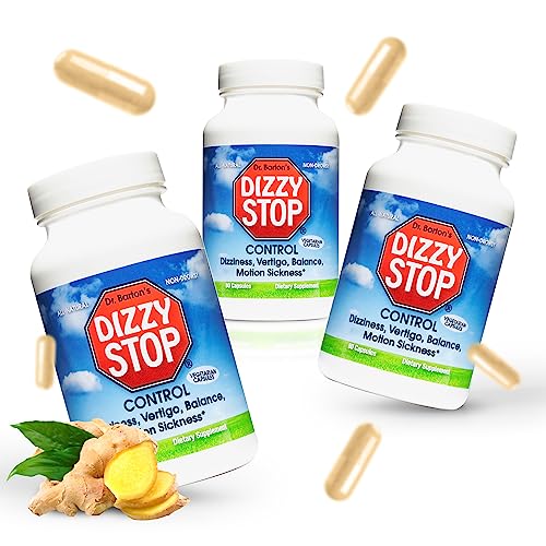 Dizzy Stop Dr. Barton’s All-Natural Vertigo Comfort, Inner Ear Balance Supplement, Non Drowsy Motion Sickness Pills for Seasickness, Travel Sickness & Dizziness, 240 Capsules