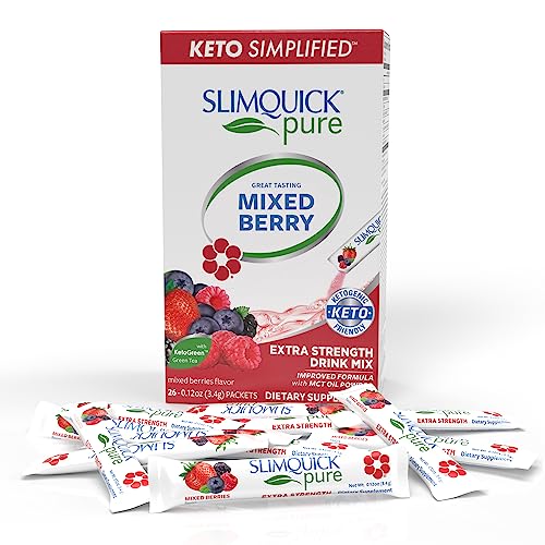 Slimquick Pure Extra Strength Mixed Berry Drink Mix, powerful dietary supplement- 26 count-Lose 3x the weight (Packaging may vary)