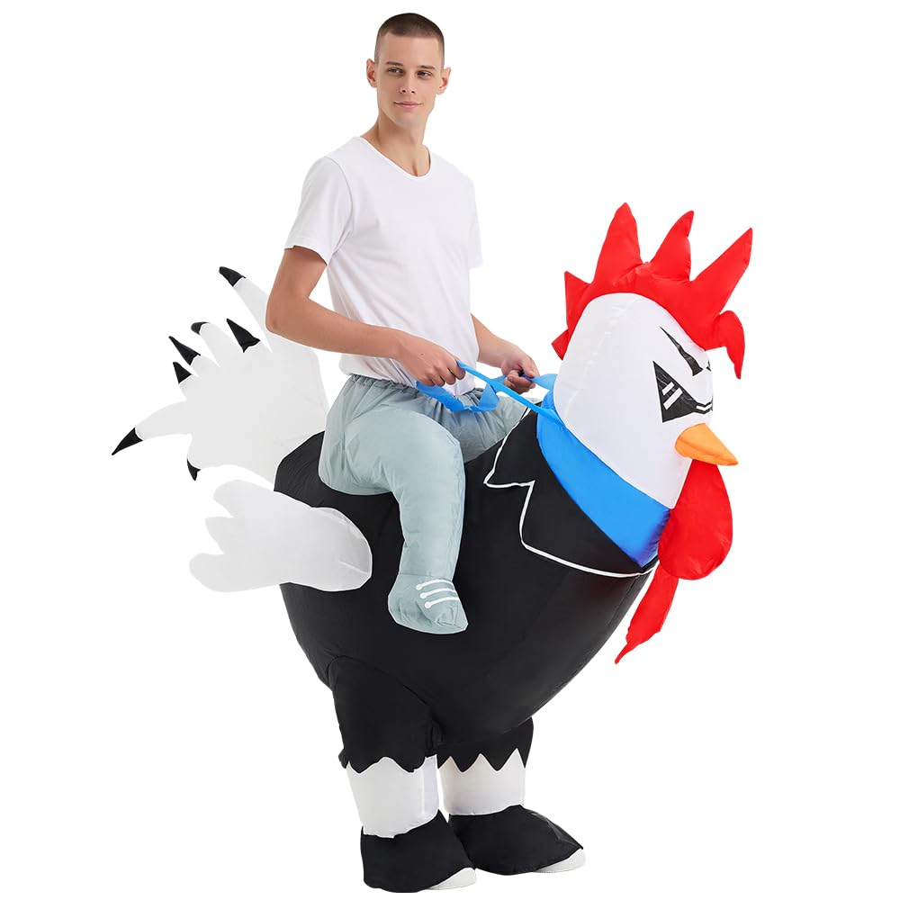 Decalare Inflatable Costume For Adults,Ride On Chicken Costume, Halloween Costumes For Men/Women,Funny Blow up Costumes (Suit Rooster)