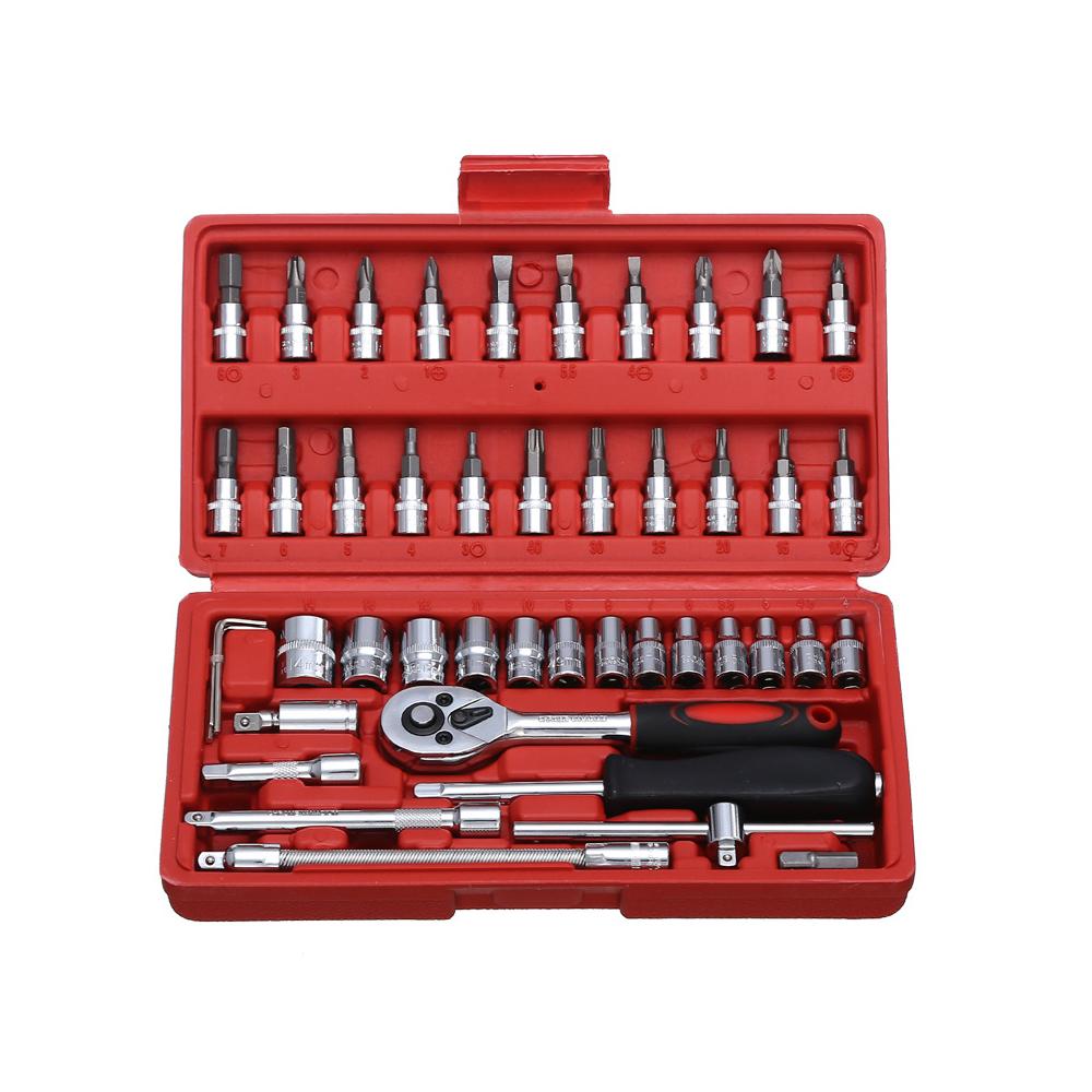 46 Pieces Ratchet Torque Wrench Set Auto Repair Hand Combo Tool SP | Pink Iolaus