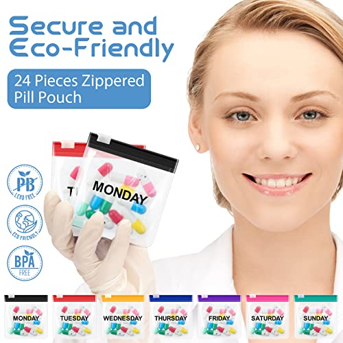 35 Pcs Pill Pouch Bags Zippered Pill Pouch Set Reusable Translucent Medicine Organizer Self Sealing Medicine Bag Travel Plastic Pill Bags with Slide Lock for Pills Small Items Storage (Colored)