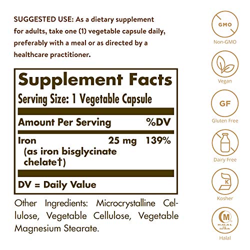 Solgar Gentle Iron - Ideal for Sensitive StomachsRed Blood Cell Supplement, , Non Constipating & GMO, Vegan, Gluten & Dairy Free, Kosher - 180 Servings, Unflavored, 180 Count