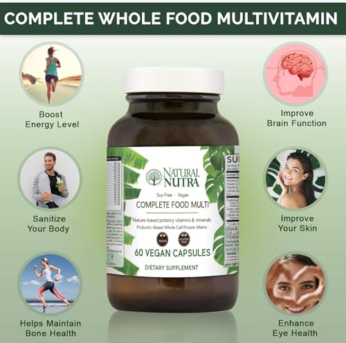 Natural Nutra Multivitamin and Mineral for Women and Men, One a Day Vitamin and Supplement, Vitamin B1, Calcium, Iron, Phosphorus, Vegetarian, Gluten-Free, 60 Easy to Swallow Tablets