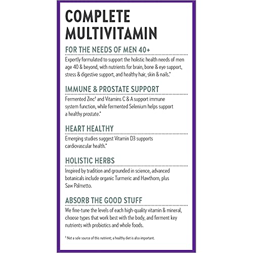 New Chapter Men's Multivitamin 40 Plus for Energy, Heart, Prostate + Immune Support with 20 Fermented Nutrients - Every Man's One Daily 40+, Gentle on The Stomach - 72 ct