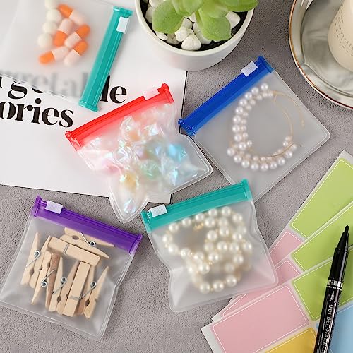 39 Pcs Pill Pouch Bags Set - MARFOREVER Zippered Pill Box Travel Pill Organizer Reusable Ziplock Bags Medicine Organizer Pills Storage 28 Pcs Plastic Pill Bags 10 Sheets Labels and 1 Pc Marker