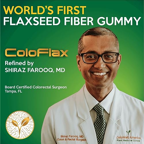 ColoFlax Flaxseed Chewable Gummy Supplement - Flaxseed Extract Chews High in Dietary Fiber, Lignans, Omega-3, Probiotics, Prebiotic, Gluten Free - Flax Seed Relief for Stomach Pain, Constipation