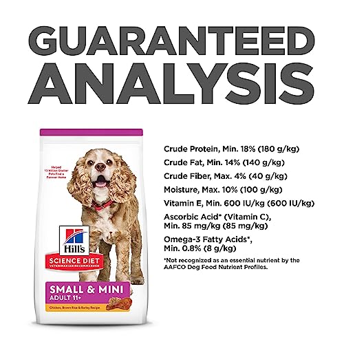 Hill's Science Diet Dry Dog Food, Adult 11+ for Senior Dogs, Small Paws, Chicken Meal, Barley & Brown Rice Recipe, 15.5 lb. Bag