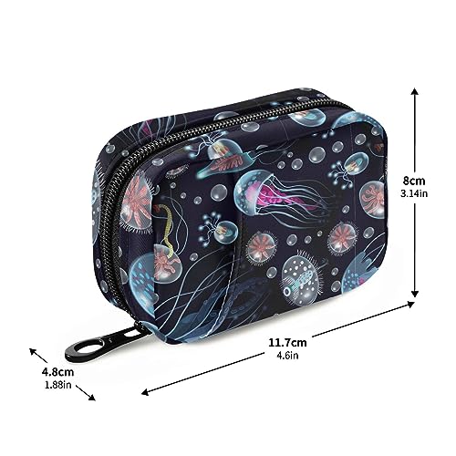 Jellyfish Travel Pill Organizer Case Daily Medicine Organizer Travel Pill Box Pill Container for Vitamin Fish Oil Travel Family Business