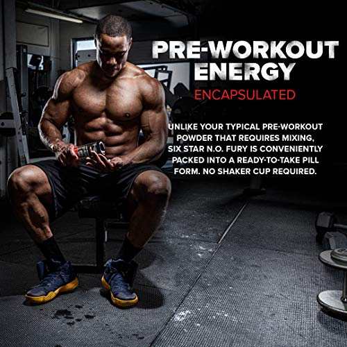 Six Star Nitric Oxide Supplement Nitric Oxide Fury Pre-Workout Pre Workout Nitric Oxide Pills for Men & Women Sports Nutrition Pre-Workout Products Nitric Oxide Pre Workout Pills, 60 Count