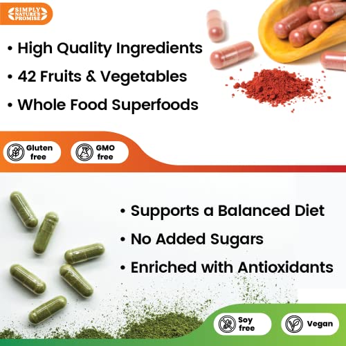 Simply Nature's Promise - Packed with Over 40 Different Fruits & Vegetables - Made with Whole Food Superfoods - Bilberry Extract – 100% Soy Free - 90 Count (Pack of 2)