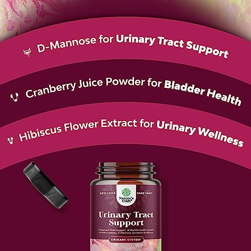 D Mannose Capsules for Urinary Tract Health - High Potency D-Mannose with Cranberry Juice Powder & Dandelion for Urinary Tract Health for Women Fast Acting Super Concentrated Cranberry - 90 Capsules