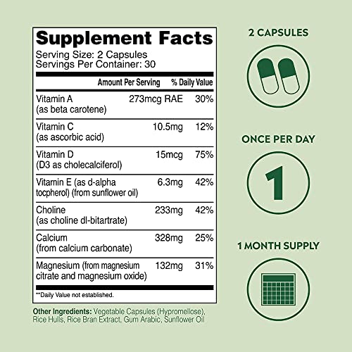 Stem & Root Simply 7 Multivitamin | Vitamin C, Vitamin D, Vitamin A & E, Calcium & Magnesium | Addresses 7 Essential Vitamin & Mineral Deficiencies | 60 Capsules (1 Month Supply)