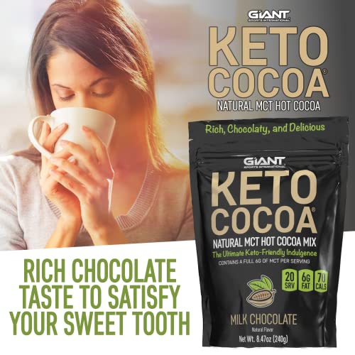 Keto Cocoa | Delicious Sugar Free Instant Hot Chocolate Mix with 6g of MCTs for Ketogenic Diet Low Carb Lifestyle | No Gluten | 20 Servings